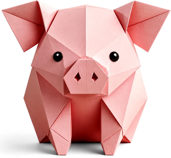 Cerdo de origami, mascota de la agenda del servicio